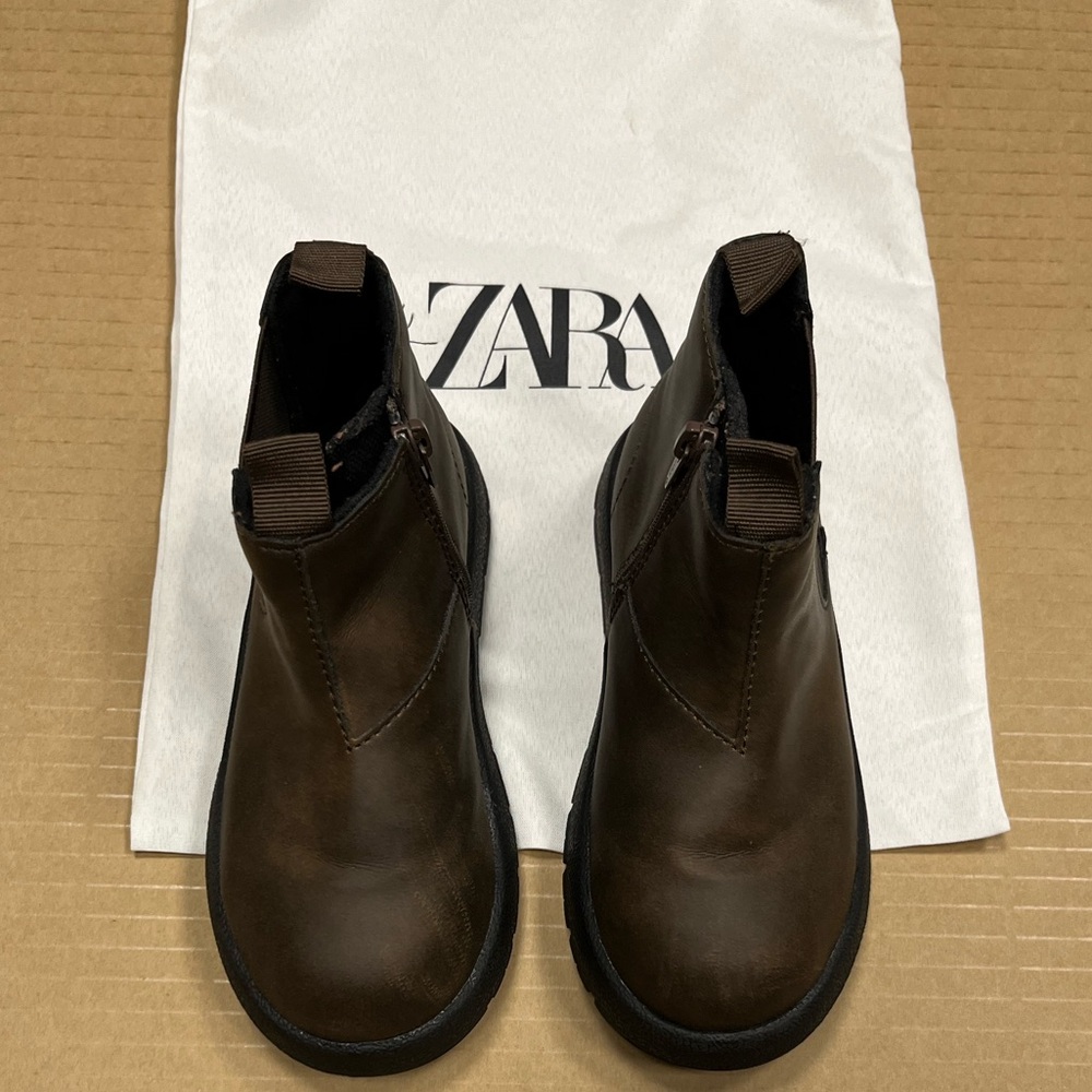 ZARA Toddler/Kids Leather Chelsea Boots SZ 25/US 9
